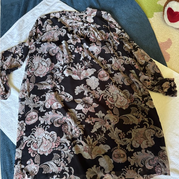 LOFT Black and Pink Floral Dress - Picture 3 of 3